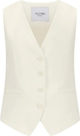 Nicowa Jassen, Dames, Beige, XS, Leer, Elegante Twill Vest Daniwo