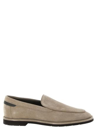Brunello Cucinelli Beige Monile Suede Loafers