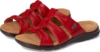 Clarks Womens Kitly Slide Flat Sandal, Cherry Red Leather, 6