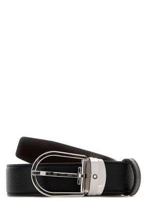 Montblanc Black Leather Reversible Belt