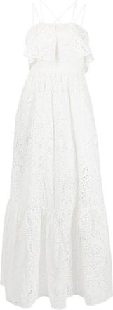 Self Portrait broderie anglaise maxi dress - women - Cotton/Cotton - 6 - White