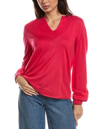 Fort&eacute; Cashmere Split Neck Silk & Cashmere-Blend Sweater