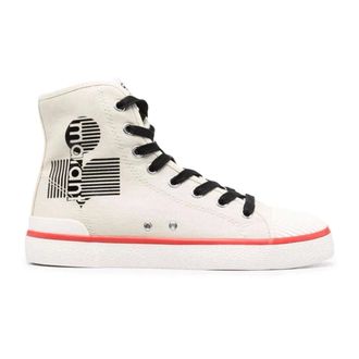 Isabel Marant Schoenen, Dames, Beige, 36 EU, Canvas Logo Sneakers Veterschoenen