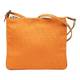 Fendi Pre-owned Cross Body Bags, female, Orange, Size: ONE SIZE Pre-owned Canvas Crossbody Bag