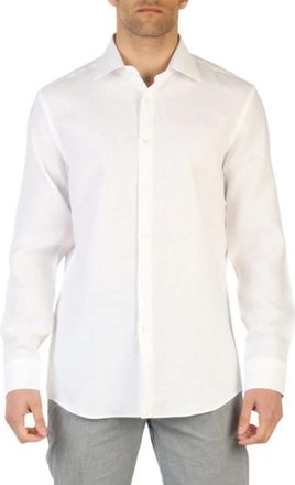 HUGO BOSS Classic overhemd met kraag - Heren - Zakelijke Overhemden - Wit - 2XL - Linnen - Overhemden