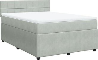 vidaXL Vidaxl - Cama Box Spring Con Colch&oacute;n Terciopelo Gris Claro 140x190 Cm