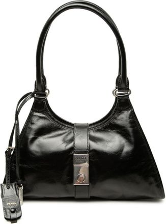 Prada Black Leather Shoulder Bag Tote Bag (Pre-Owned)