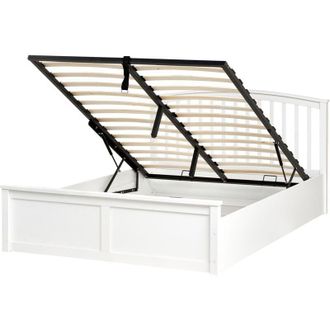 Beliani Ottoman Bed Pine Wood CLARBEC 140 x 200 cm (EU Double) White