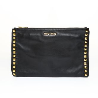 Miu Miu Black Leather Clutch Bag (Pre-Owned)