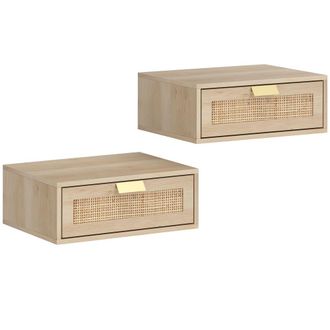 HOMCOM Mesitas de noche 40x30x15 cm roble