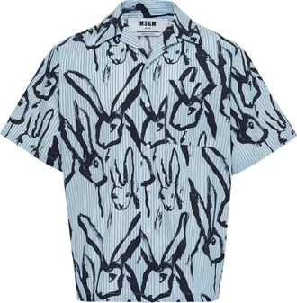Msgm Camicia con stampa e bottoni - Blu