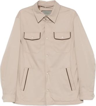 Canali Overshirt met opgestikte zakken - Heren - Zomerjassen - Beige - XL - Polyester - Jassen