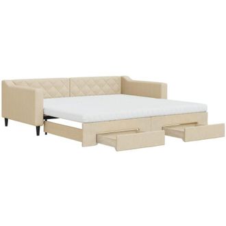 vidaXL Vidaxl - Divano Letto Estraibile con Cassetti Crema 100x200cm in Tessuto
