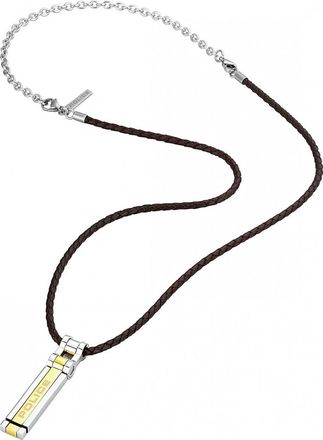 Police S14ANE11P Mens Necklace - Gold Leather - One Size