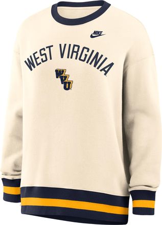 Nike West Virginia Legacy Nike Womens College Oversized Pullover Crew in Brown | 040H0JHJWVV-526