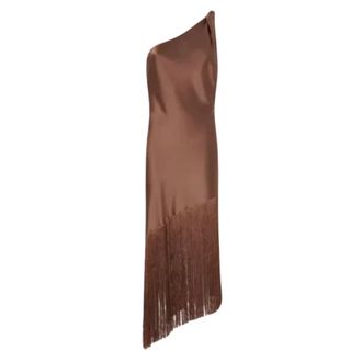 Pinko Sleeveless Satin Dress - Dames - Feestkleedjes - Bruin - L - Satijn - Kleedjes