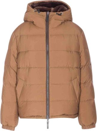 Yves Salomon Reversible Doudoune Donzen Jas - Dames - Winterjassen - Bruin - 2XL - Leer - Jassen
