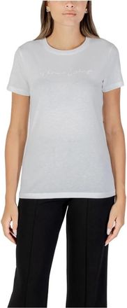 A|X Armani Exchange Stijlvol Bedrukt Ronde Hals T-Shirt - Dames - T-shirts - Wit - XS - Katoen - Tops