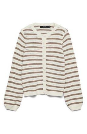 Vero Moda Gorgeous Stripe Cardigan in Birch/Silver Grey at Nordstrom Rack, Size X-Small