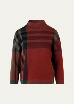 Akris Jacquard Check Boxy Sweater