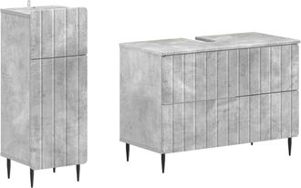 vidaXL Juego De Gabinete De Ba&ntilde;o De 2 Piezas Zwolle Gris Hormig&oacute;n Vidaxl