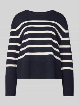 Comma Strickpullover mit gerippten Abschl&uuml;ssen in Marine, Gr&ouml;&szlig;e 34