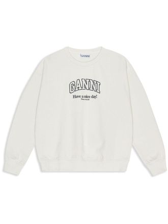Ganni Felpa con stampa - Bianco