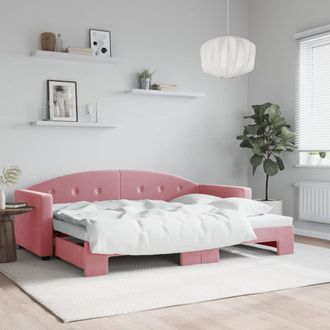 vidaXL Sof&aacute; Cama Nido Terciopelo Rosa 80x200 Cm Vidaxl