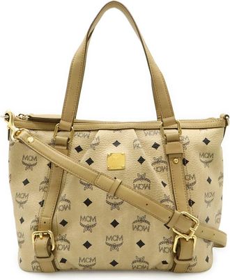 MCM Logo Tote Bag 2WAY Shoulder Bag PVC Leather