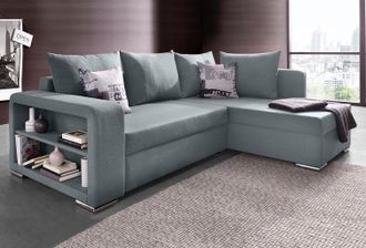 Collection Ab Ecksofa »John L-Form« mit Bettfunktion, Bettkasten und integriertem Regal