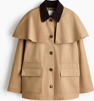 H&M Twilljacke mit Cape-Detail - Beige