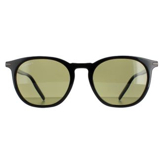 Serengeti Eyewear Round Shiny Black Mineral Polarized 555nm Arlie