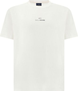 Paul & Shark Off White Crew Neck Logo T-Shirt