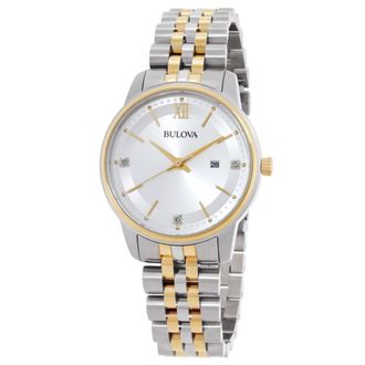 Bulova Classic Quartz Silver Dial Ladies Watch 98P197