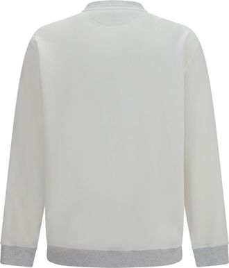 Brunello Cucinelli Mens Cotton Sweatshirt With Embroidery Off White+perla Sweatshirts Sweater