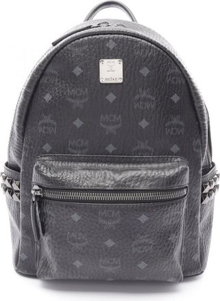 MCM Mcm Visetos Black Coated Canvas Leather Backpack (Pre-Owned)