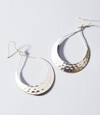 Matr Boomie Lunar Crescent Hammered Hoop Earrings in Silver at Nordstrom