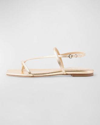 Aeyde Ella Metallic Thong Slingback Sandals