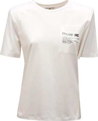 Elisabetta Franchi Ma-020-56E2 Maglia - Dames - T-shirts - Wit - M - Katoen - Tops
