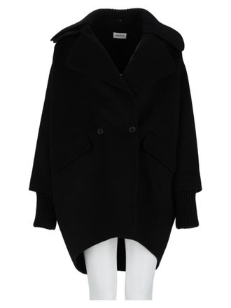 P.A.R.O.S.H. Black Oversized Double-Breasted Wool Coat