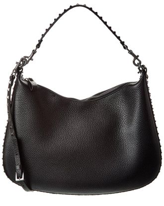 Valentino Rockstud Grainy Leather Hobo Bag