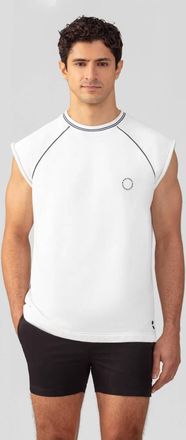 Ron Dorff Organic Cotton Sleeveless Sweatshirt With Piping In Off White