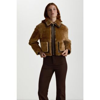 FURNIQ Lila Shearling Jacket in Brown at Nordstrom, Size X-Large