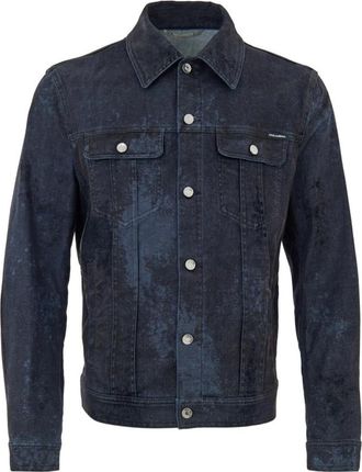 Dolce & Gabbana Giubbino Effetto Spalmato - Heren - Spijkerjassen - Grijs - 3XL - Katoen - Jassen