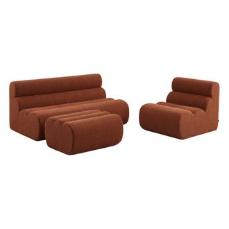 Sweeek Sof&aacute; envasado al vac&iacute;o modular de borreguito con reposapi&eacute;s, 3 plazas