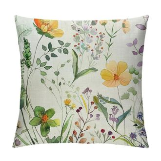 OEM Juego De Fundas De Coj&iacute;n Amarillas Con Estampado Floral De Mariposas Y Hojas, De Lino, Aptas Para Sof&aacute;s, Porches Y Exteriores, Compatibles Con Relleno