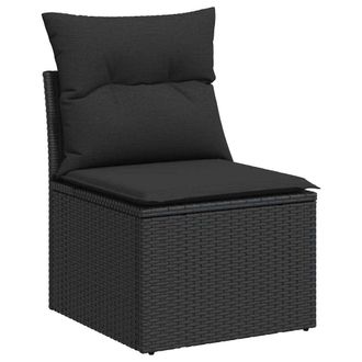 vidaXL Silla De Jard&iacute;n Sin Reposabrazos Con Cojines Rat&aacute;n Pe Negro Vidaxl