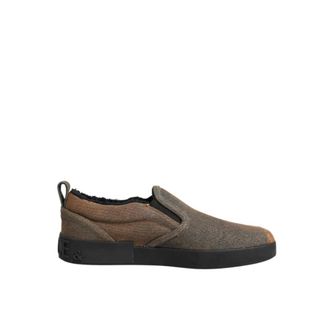 Dolce & Gabbana Bruine Katoenen Instap Sneakers - Heren - Sneakers - Bruin - 44 EU - Katoen - Schoenen