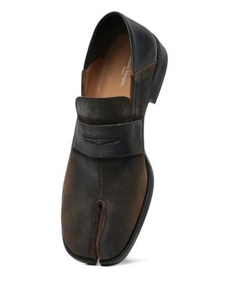 Maison Margiela Tabi penny loafers - men - Calf Leather/Sheepskin/Calf Leather/Rubber - 41 - Brown