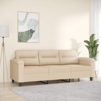 vidaXL Vidaxl - Sof&aacute; De 3 Plazas De Tela De Microfibra Color Crema 180 Cm